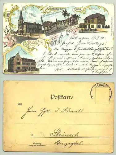 (35759-011) Ansichtskarte. "Gruss aus Roth". Postalisch gelaufen 1915 (Marke geloest)