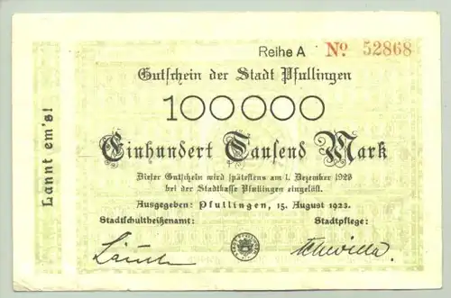 Pfullingen 100T Mark 15.8.1923 (intern : )