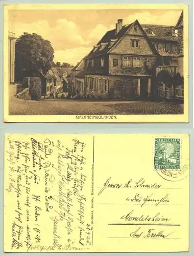 (67292-011) Ansichtskarte. "Kirchheimbolanden". Beschrieben u. postalisch gelaufen mit Marke u. Stempel v. 1925