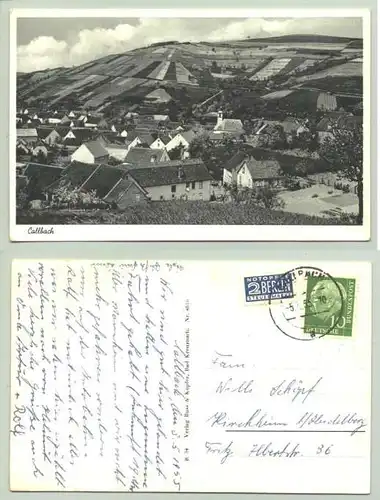 (67829-011) Ansichtskarte. Callbach. Postalisch gelaufen mit Marke (u. Notopfermarke) u. Stempel von 1955