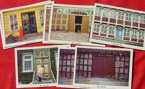 (1031456) Partie von 8  Ansichtskarten der Serie 'Tür und Tor' mit hübschen Motiven (nur 5 versch. Motive) aus verschiedenen Orten in Schleswig Holstein und Niedersachsen. Eiland-Verlag Ketum auf Sylt. Unbeschrieben. Sehr gut erhalten. 