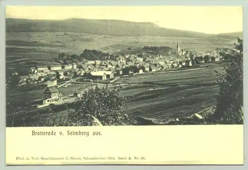 (98599-021) Ansichtskarte. "Brotterode v. Seimberg aus". Verlag C. Simon, Schmalkalden 1901