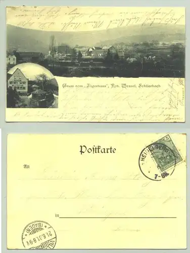 (69118-011) Ansichtskarte.1901. "Gruss vom 'Jaegerhaus', Rob. Wenzel, Schlierbach"