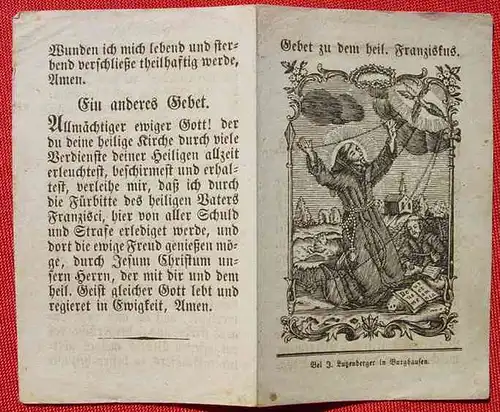 (1038382) Sehr altes Gebetssblatt mit Heiligenbild "heil. Franziskus"