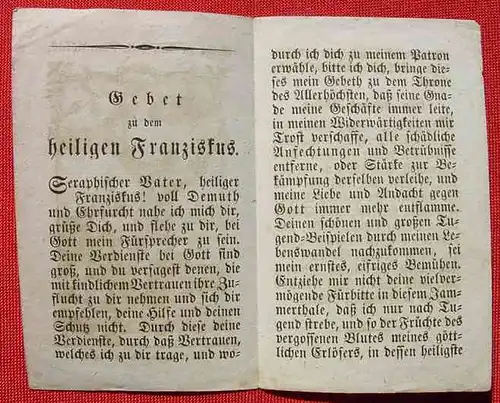 (1038382) Sehr altes Gebetssblatt mit Heiligenbild "heil. Franziskus"