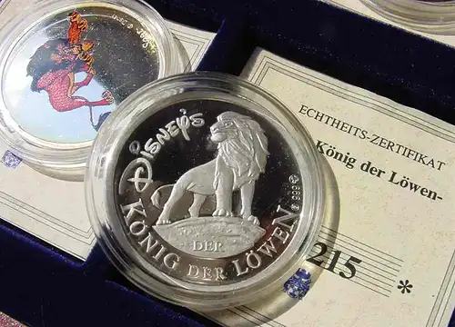 (1047265) Silbermedaillen. König der Löwen. 24 x verschiedene, 360 g. reines Silber, siehe bitte Beschreibung u. Bilder