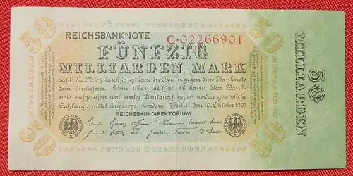 (1048036) Reichsbanknote, 50 Milliarden Mark. Berlin, 10. Okt. 1923. Siehe bitte Beschreibung u. Bilder