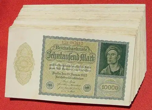 () 49 Banknoten zu je 10.000 Reichsmark, Berlin 1922. Ro. 69. Deutsches Reich. Geldscheine # nlvnoten