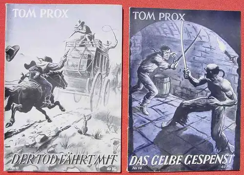 () Sammlung Tom Prox. Wildwest-Abenteuer. Uta-Verlag, Sinzig (Rhein). Heftreihe ab 1950. Siehe bitte Beschreibung u. Bilder