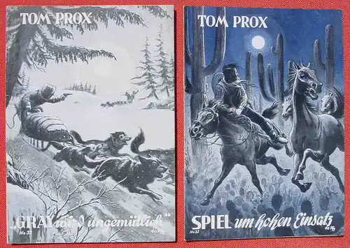 () Sammlung Tom Prox. Wildwest-Abenteuer. Uta-Verlag, Sinzig (Rhein). Heftreihe ab 1950. Siehe bitte Beschreibung u. Bilder