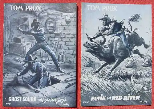 () Sammlung Tom Prox. Wildwest-Abenteuer. Uta-Verlag, Sinzig (Rhein). Heftreihe ab 1950. Siehe bitte Beschreibung u. Bilder