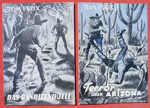 () Sammlung Tom Prox. Wildwest-Abenteuer. Uta-Verlag, Sinzig (Rhein). Heftreihe ab 1950. Siehe bitte Beschreibung u. Bilder