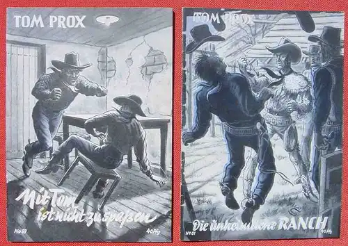 () Sammlung Tom Prox. Wildwest-Abenteuer. Uta-Verlag, Sinzig (Rhein). Heftreihe ab 1950. Siehe bitte Beschreibung u. Bilder