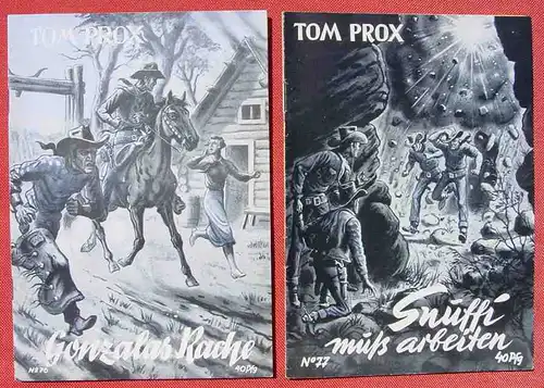 () Sammlung Tom Prox. Wildwest-Abenteuer. Uta-Verlag, Sinzig (Rhein). Heftreihe ab 1950. Siehe bitte Beschreibung u. Bilder