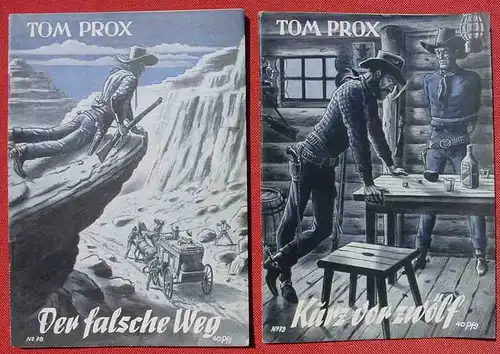 () Sammlung Tom Prox. Wildwest-Abenteuer. Uta-Verlag, Sinzig (Rhein). Heftreihe ab 1950. Siehe bitte Beschreibung u. Bilder