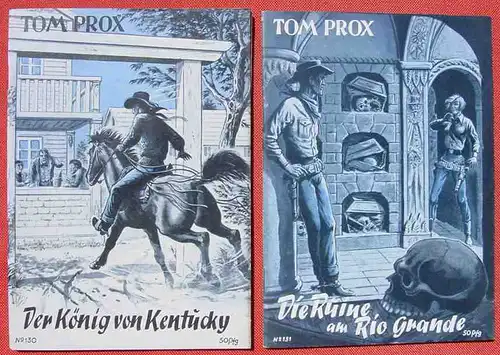 () Sammlung Tom Prox. Wildwest-Abenteuer. Uta-Verlag, Sinzig (Rhein). Heftreihe ab 1950. Siehe bitte Beschreibung u. Bilder