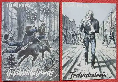 () Sammlung Tom Prox. Wildwest-Abenteuer. Uta-Verlag, Sinzig (Rhein). Heftreihe ab 1950. Siehe bitte Beschreibung u. Bilder