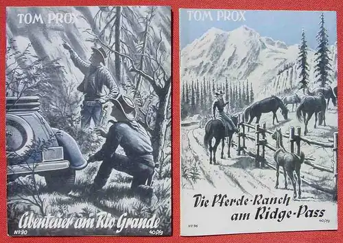 () Sammlung Tom Prox. Wildwest-Abenteuer. Uta-Verlag, Sinzig (Rhein). Heftreihe ab 1950. Siehe bitte Beschreibung u. Bilder