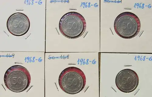 () Kleine Partie von 18 Münzen : 50 Pfennig 1968-G. Gute Sammlerqualität. Siehe bitte Originalbilder