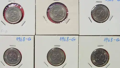 (1047343) Kleine Partie von 18 Münzen : 50 Pfennig 1968-G. Gute Sammlerqualität. Siehe bitte Originalbilder