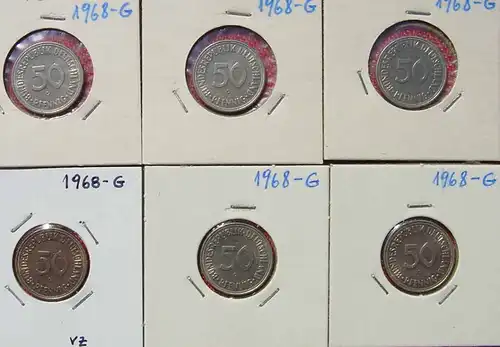(1047343) Kleine Partie von 18 Münzen : 50 Pfennig 1968-G. Gute Sammlerqualität. Siehe bitte Originalbilder