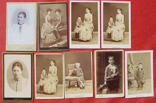 (1047802) Neun alte Fotos auf Karton, Photo-Ateliers in Mödling, um 1870-1900 ? Format ca. 10,5 x 6,5 cm. Siehe bitte Bilder