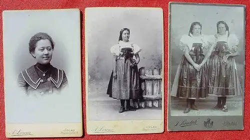 () Drei alte Fotos auf Karton, Photo-Ateliers in Iglau, um 1880-1900 ? Format ca. 10,5 x 6,5 cm. Siehe bitte Bilder