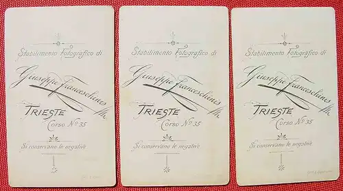(1047805) Drei alte Fotos auf Karton v. G. Franceschinis, Trieste, um 1880-1900 ? Format ca. 10,5 x 6,5 cm. Siehe bitte Bilder