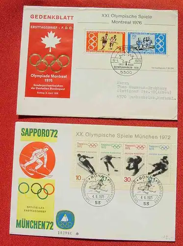 (1047476) Fünf Ersttagsbriefe "Olympische Spiele" FDC, siehe bitte Bilder u. Beschreibung