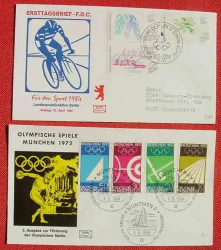 Neu : Versandkosten ab Euro 2,50 () Fünf Ersttagsbriefe "Olympische Spiele" FDC, siehe bitte Bilder u. Beschreibung  Fünf Ersttagsbriefe "Olympische Spiele" FDC und 1 Brief Sport 1984 gibt es gratis dazu. Siehe bitte Abbildungen.