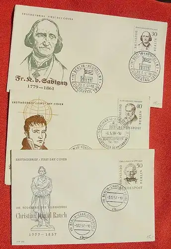 (1047479) Neun Ersttagsbriefe "Männer aus der Geschichte Berlins" 1957-1959. FDC, siehe bitte Beschreibung und Bilder