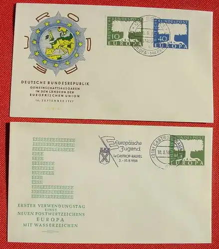 (1047481) Zwei Ersttagsbriefe "Europa" 16. 9. 1957 und 10. 8. 1958. FDC, siehe bitte Bild