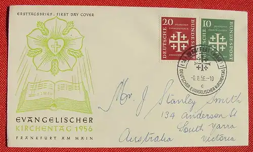 (1047483) Ersttagsbrief "Evangelischer Kirchentag 1956, Frankfurt, Main" 8. 8. 1956. FDC, siehe bitte Bild