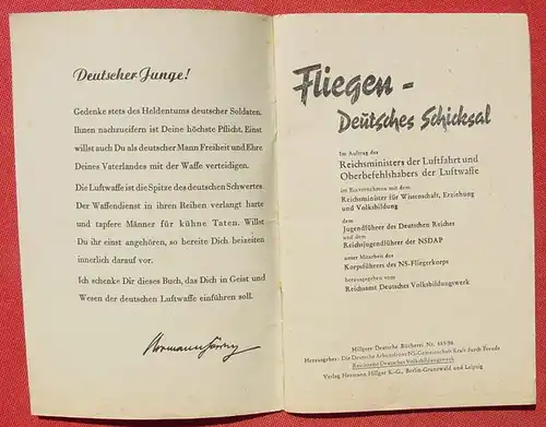 () "Fliegen. Deutsches Schicksal" Reichsminister der Luftfahrt u. Oberbefehlshaber der Luftwaffe. 64 S., Berlin u. Leipzig sammlerwelt.de/sammlung/bilder-homepage/BD6/-3.JPG">