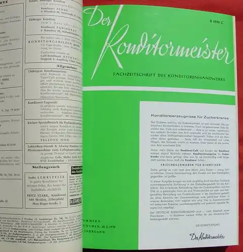 () "Der Konditormeister. Fachzeitschrift des Konditorenhandwerks" 1970. 830 S., Bayerisches Konditorenhandwerk Muenchen