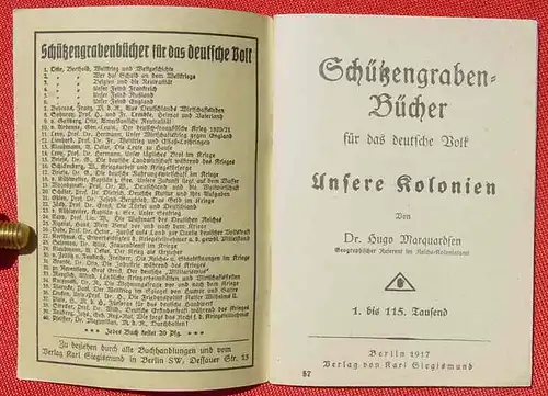 () Schuetzengraben-Buecher Nr. 57 "Unsere Kolonien" Marquardsen, 1917