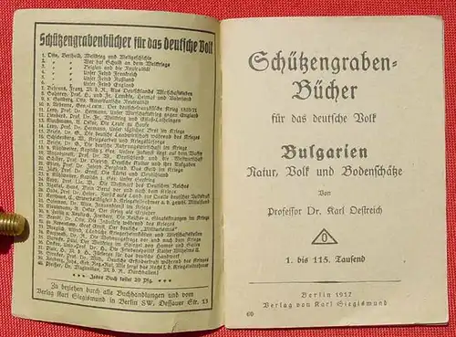 (1044223) Schuetzengraben-Buecher Nr. 60 "Bulgarien - Natur, Volk und Bodenschaetze", Oestreich, 1917