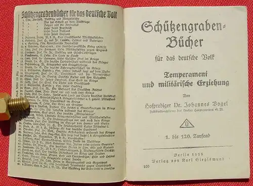 (1044240) Schuetzengraben-Buecher Nr. 100 "Temperament und militaerische Erziehung", Vogel, 1918