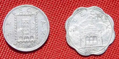 () 20 cent. u. 50 cent. BUONO PER SERVIZIO TRANVIARIO. Aluminium Token Strassenbahn