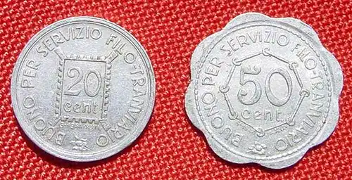 () 20 cent. u. 50 cent. BUONO PER SERVIZIO TRANVIARIO. Aluminium Token Strassenbahn