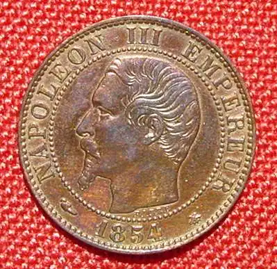 () Frankreich 5 Centimes 1854. Napoleon III. Sehr gut erhalten