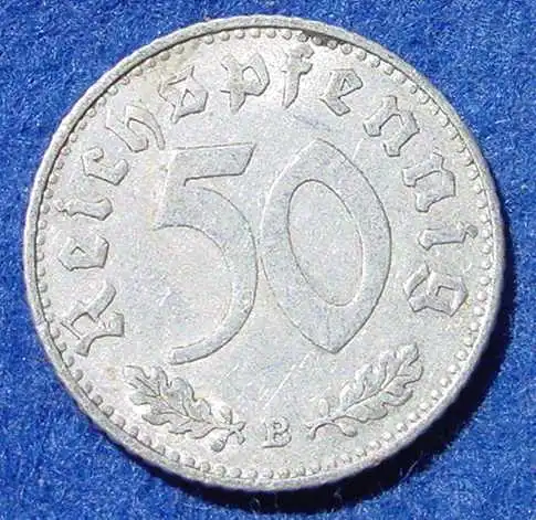 () Deutsches Reich. Drittes Reich. 50 Reichspfennig 1939-B, Jaeger-Nr. 372