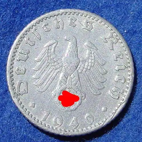 () Deutsches Reich. Drittes Reich. 50 Reichspfennig 1940-A, Jaeger-Nr. 372