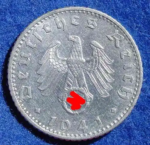 () Deutsches Reich. Drittes Reich. 50 Reichspfennig 1941-F, Jaeger-Nr. 372