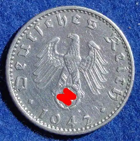 () Deutsches Reich. Drittes Reich. 50 Reichspfennig 1942-A, Jaeger-Nr. 372