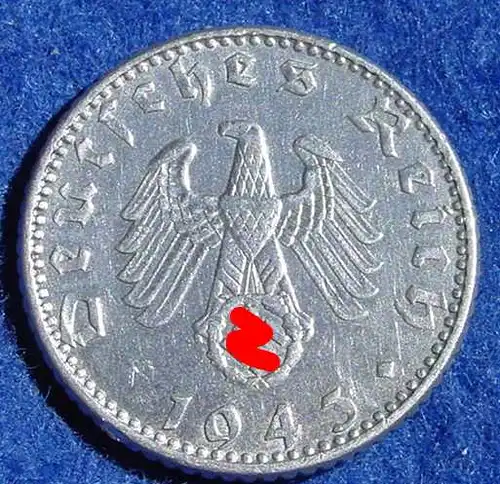 () Deutsches Reich. Drittes Reich. 50 Reichspfennig 1943-A, Jaeger-Nr. 372