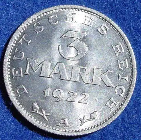 (1043757) Deutsches Reich. Drittes Reich. 3 Reichsmark 1922-A, Jaeger-Nr. 303
