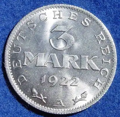 (1043761) Deutsches Reich. Drittes Reich. 3 Reichsmark 1922-A, Jaeger-Nr. 303