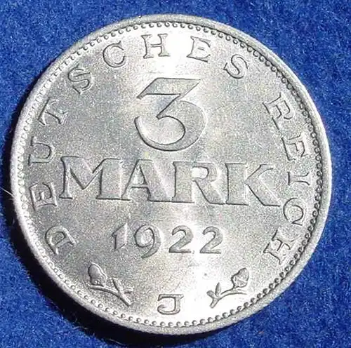 (1043774) Deutsches Reich. Drittes Reich. 3 Reichsmark 1922-J, Jaeger-Nr. 303