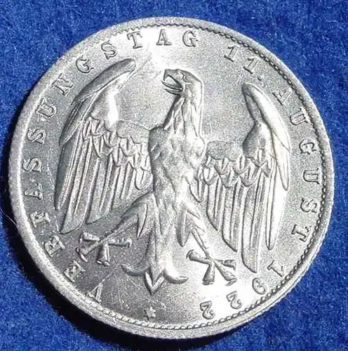 () Deutsches Reich. Drittes Reich. 3 Reichsmark 1922-J, Jaeger-Nr. 303